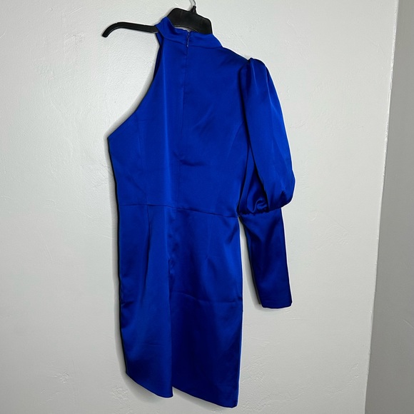 NWT Lavish Alice Royal Blue One Shoulder Puff Sleeve Dress - Picture 7 of 7